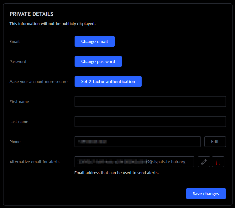 Setup alternative email for TradingView alerts