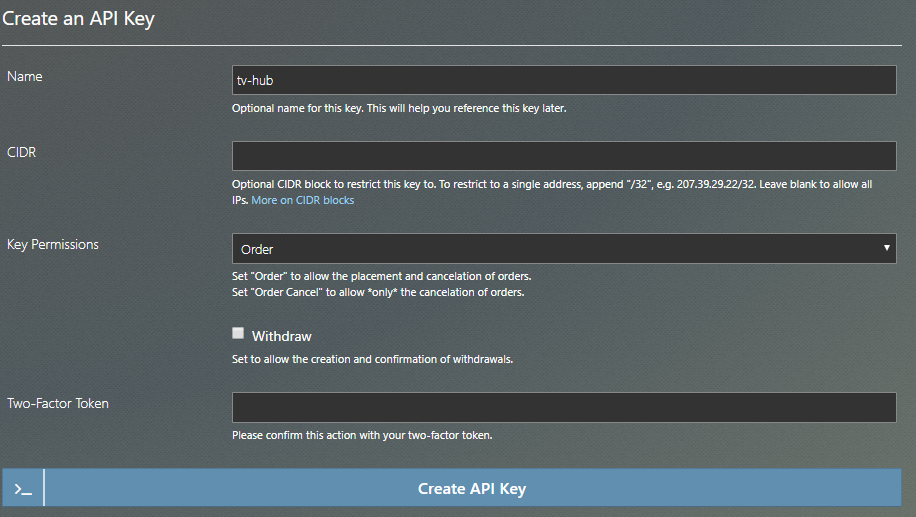 Create BitMEX Testnet API Key