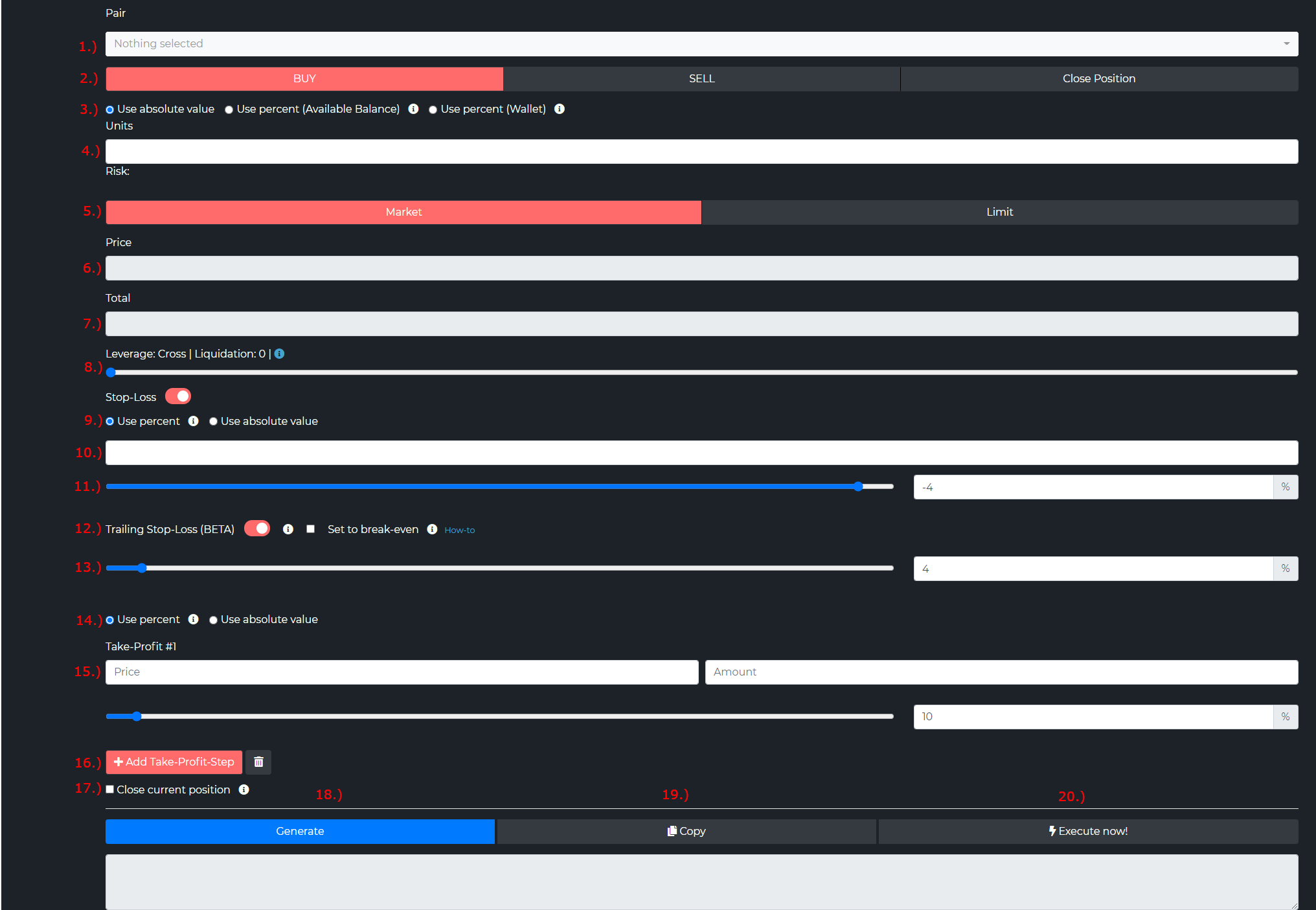 TradingView Hub Trade Interface Form