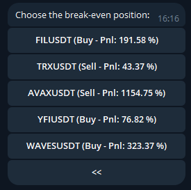 TV-Hub Telegram Bot set stop-loss to break-even positions